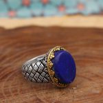 انگشتر لاجورد نقره مردانه طرح خشایار - Image 3