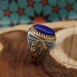 انگشتر لاجورد نقره مردانه طرح نصرت - Image 2