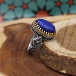 انگشتر لاجورد نقره مردانه طرح قباد - Image 2