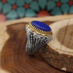 انگشتر لاجورد نقره مردانه طرح فرهنگ - Image 2