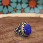 انگشتر لاجورد نقره مردانه طرح ذوالفقار - Image 2