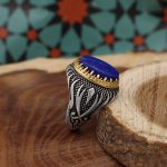 انگشتر لاجورد نقره مردانه طرح ذوالفقار - Image 3