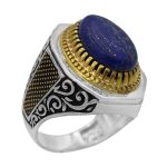 انگشتر لاجورد نقره مردانه طرح سعادت