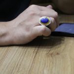 انگشتر لاجورد نقره مردانه طرح سعادت - Image 4