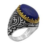 انگشتر لاجورد نقره مردانه طرح نوروز