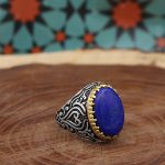 انگشتر لاجورد نقره مردانه طرح نوروز - Image 2