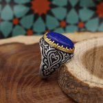 انگشتر لاجورد نقره مردانه طرح نوروز - Image 3