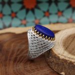 انگشتر لاجورد نقره مردانه طرح نصیر - Image 2