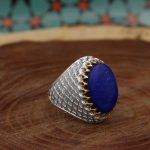 انگشتر لاجورد نقره مردانه طرح نصیر - Image 3