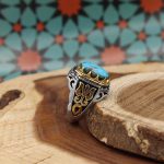 انگشتر فیروزه نیشابوری نقره مردانه طرح نوید - Image 2