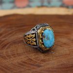 انگشتر فیروزه نیشابوری نقره مردانه طرح نوید - Image 3