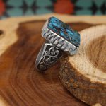 انگشتر فیروزه نیشابوری نقره دست ساز مردانه طرح دانیال + حرز امام جواد (ع) - Image 2