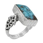 انگشتر فیروزه نیشابوری نقره دست ساز مردانه طرح فرزاد + حرز امام جواد (ع)