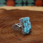 انگشتر فیروزه نیشابوری نقره دست ساز مردانه طرح فرزاد + حرز امام جواد (ع) - Image 2