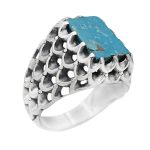 انگشتر فیروزه نیشابوری نقره مردانه طرح ساسان