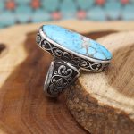 انگشتر فیروزه نیشابوری نقره دست ساز مردانه طرح امان + حرز امام جواد (ع) - Image 2