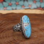 انگشتر فیروزه نیشابوری نقره دست ساز مردانه طرح امان + حرز امام جواد (ع) - Image 3