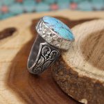 انگشتر فیروزه نیشابوری نقره دست ساز مردانه طرح نیما + حرز امام جواد (ع) - Image 2