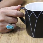 انگشتر فیروزه نیشابوری نقره دست ساز مردانه طرح یاسان + حرز امام جواد (ع) - Image 3