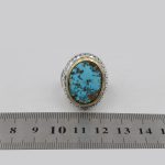 انگشتر فیروزه نیشابوری نقره دست ساز مردانه طرح مالک + حرز امام جواد (ع) - Image 3