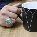 انگشتر فیروزه نیشابوری نقره دست ساز مردانه طرح مالک + حرز امام جواد (ع) - Image 4