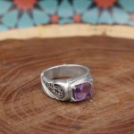 انگشتر آمیتیست نقره مردانه دست ساز طرح اشکان - Image 2