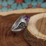 انگشتر آمیتیست نقره مردانه دست ساز طرح اشکان - Image 3