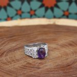 انگشتر آمیتیست نقره زنانه طرح نیکا - Image 3