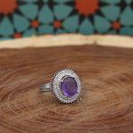 انگشتر آمیتیست نقره زنانه طرح قمر - Image 2