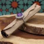 انگشتر آمیتیست نقره زنانه طرح قمر - Image 3