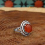 انگشتر عقیق سرخ یمنی نقره زنانه طرح سپیده - Image 3