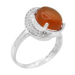 انگشتر عقیق سرخ یمنی نقره زنانه طرح مهتا