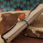 انگشتر عقیق سرخ یمنی نقره زنانه طرح پونه - Image 2