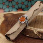 انگشتر عقیق سرخ یمنی نقره زنانه طرح بیتا - Image 2