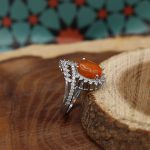 انگشتر عقیق سرخ یمنی نقره زنانه طرح بیتا - Image 3