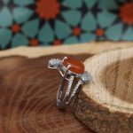 انگشتر عقیق سرخ یمنی نقره زنانه طرح ققنوس - Image 3