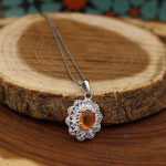 گردنبند عقیق سرخ یمنی نقره زنانه طرح مروا - Image 2