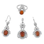 نیم ست عقیق سرخ یمنی نقره زنانه طرح آناهیتا