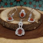 نیم ست عقیق سرخ یمنی نقره زنانه طرح آناهیتا - Image 2