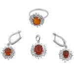 نیم ست عقیق سرخ یمنی نقره زنانه طرح بهنوش