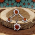 نیم ست عقیق سرخ یمنی نقره زنانه طرح بهنوش - Image 3