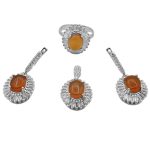 نیم ست عقیق سرخ یمنی نقره زنانه طرح آنیسا