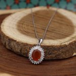 نیم ست عقیق سرخ یمنی نقره زنانه طرح زری - Image 3