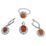 نیم ست عقیق سرخ یمنی نقره زنانه طرح ریحانه