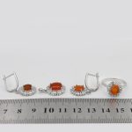 نیم ست عقیق سرخ یمنی نقره زنانه طرح ریحانه - Image 5