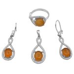 نیم ست عقیق سرخ یمنی نقره زنانه طرح منیژه