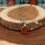 نیم ست عقیق سرخ یمنی نقره زنانه طرح فلامک - Image 2