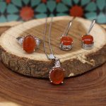 نیم ست عقیق سرخ یمنی نقره زنانه طرح فلامک - Image 4