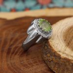 انگشتر زبرجد الماس تراش نقره مردانه دست ساز طرح کیانوش - Image 2