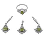 نیم ست زبرجد الماس تراش نقره زنانه طرح سولماز